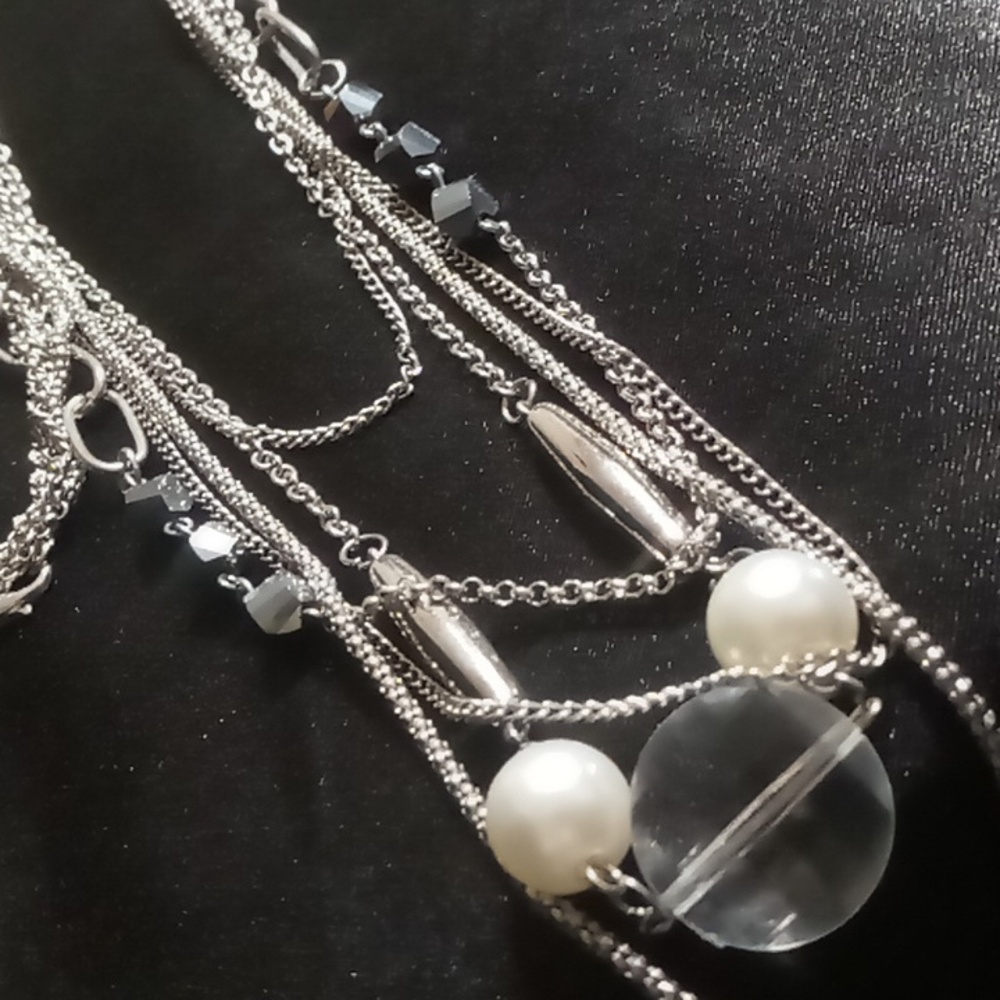 Silver Layered Loft Chain Necklaces 2 Long Necklace 28 To 38 In Long